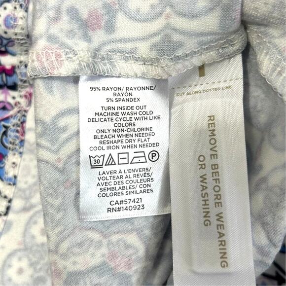 LOFT Medallion Ruffle Flare Dress NWT Women's Sz S Blue White Flowy Stretch - Picture 6 of 8